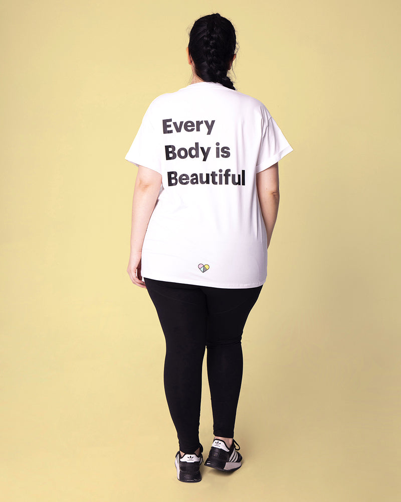 Everybody is Beautiful, Tee Shirt, T-Shirt, Tees, Mental Health Awareness, The Power of Positivity, Version of Ourselves We Can Love, Body, Healing, Happy, Inner, Feeling, Love, Oversize, Slogan, Lounging, Layering, White <peachylean.com>