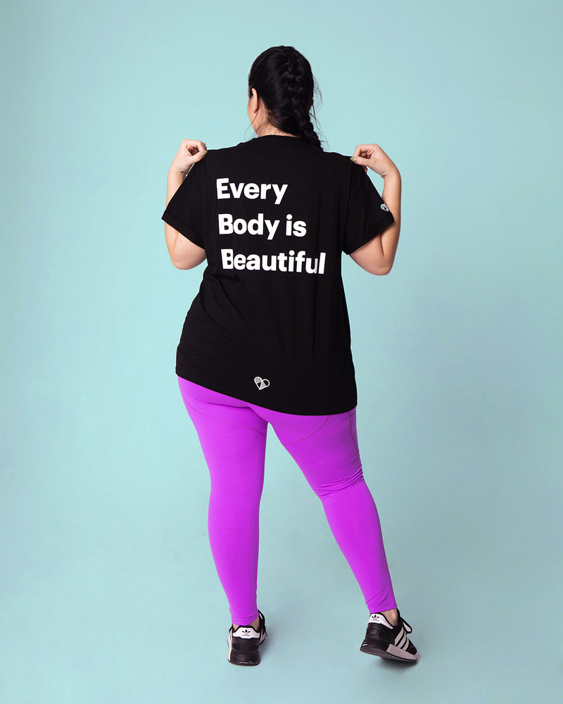 Everybody is Beautiful, Tee Shirt, T-Shirt, Tees, Mental Health Awareness, The Power of Positivity, Version of Ourselves We Can Love, Body, Healing, Happy, Inner, Feeling, Love, Oversize, Slogan, Lounging, Layering, Black <peachylean.com>