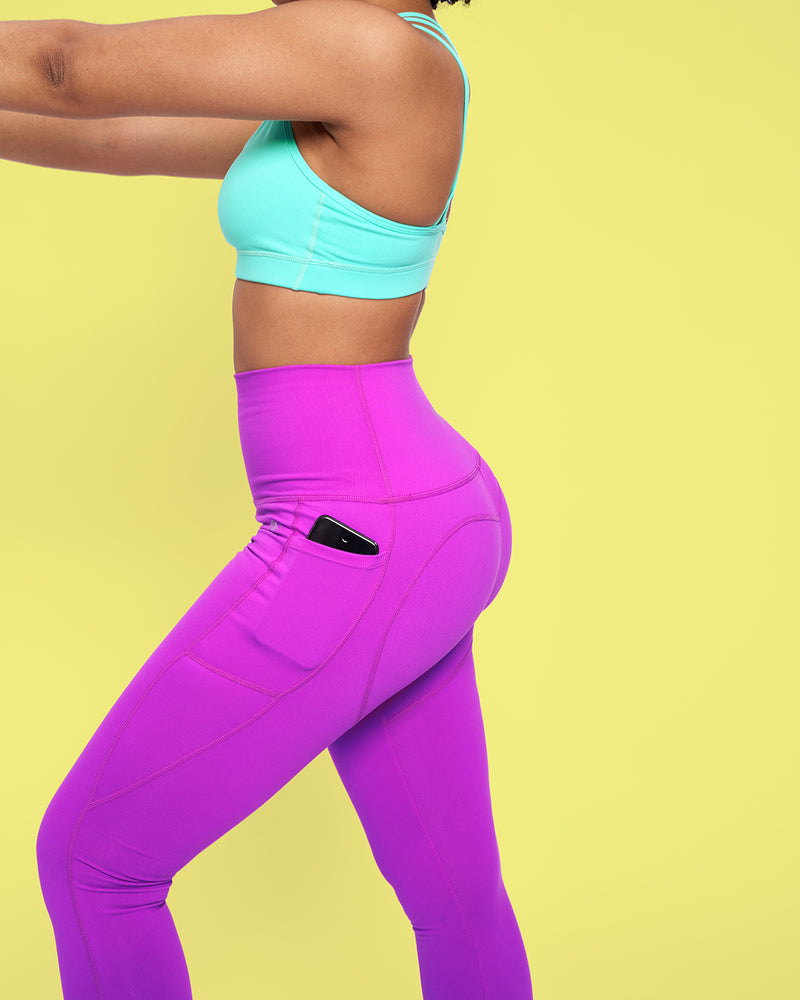 Tuff Athletics Magenta Print Active Yoga Leggings Zippered Pocket XL - YOU  PICK